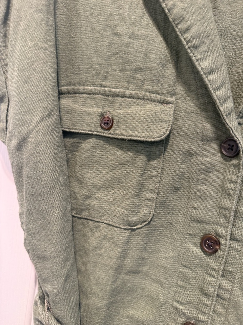 💚🖤 Old Navy Olive Green Utility Dress Medium Tie Waist Button Front Casual Chic - Picture 3 of 4